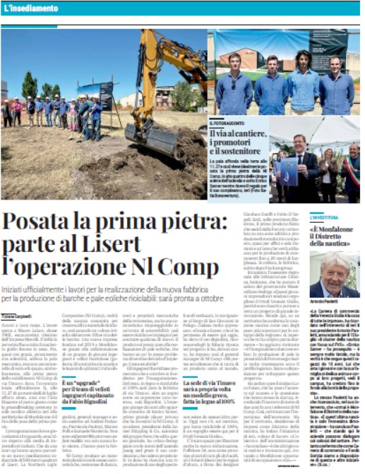 Monfalcone – Posata la prima pietra per NL Comp al Lisert: la nautica green prende il largo